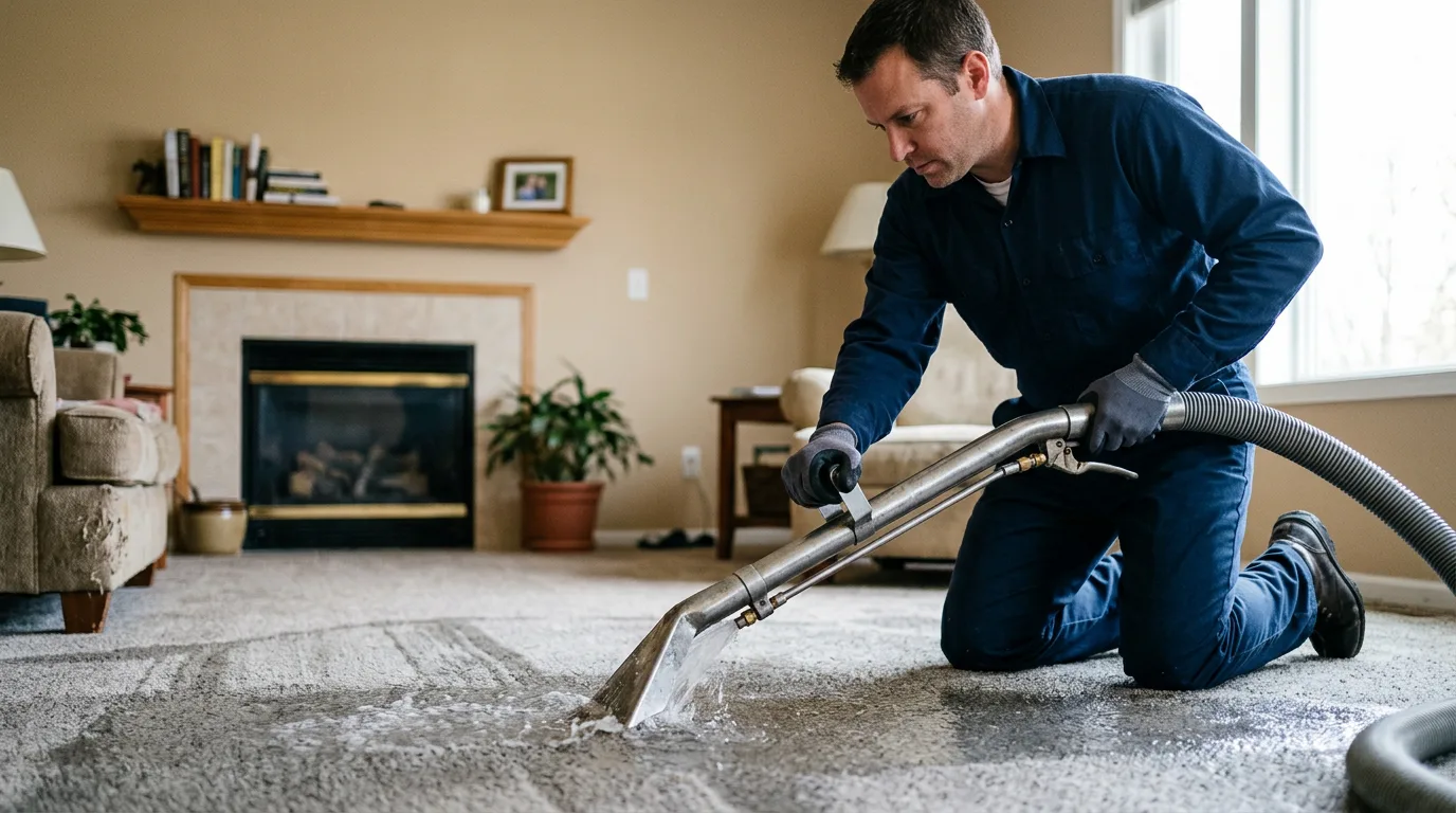 Water damage restoration technician working near Greenville, VA